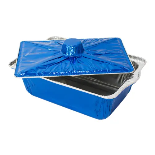 Charola de papel de aluminio azul de 21x33x12cm