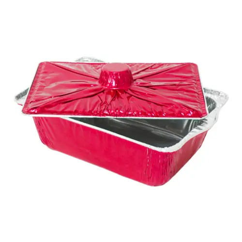 Charola de papel de aluminio rojo de 21x33x12cm