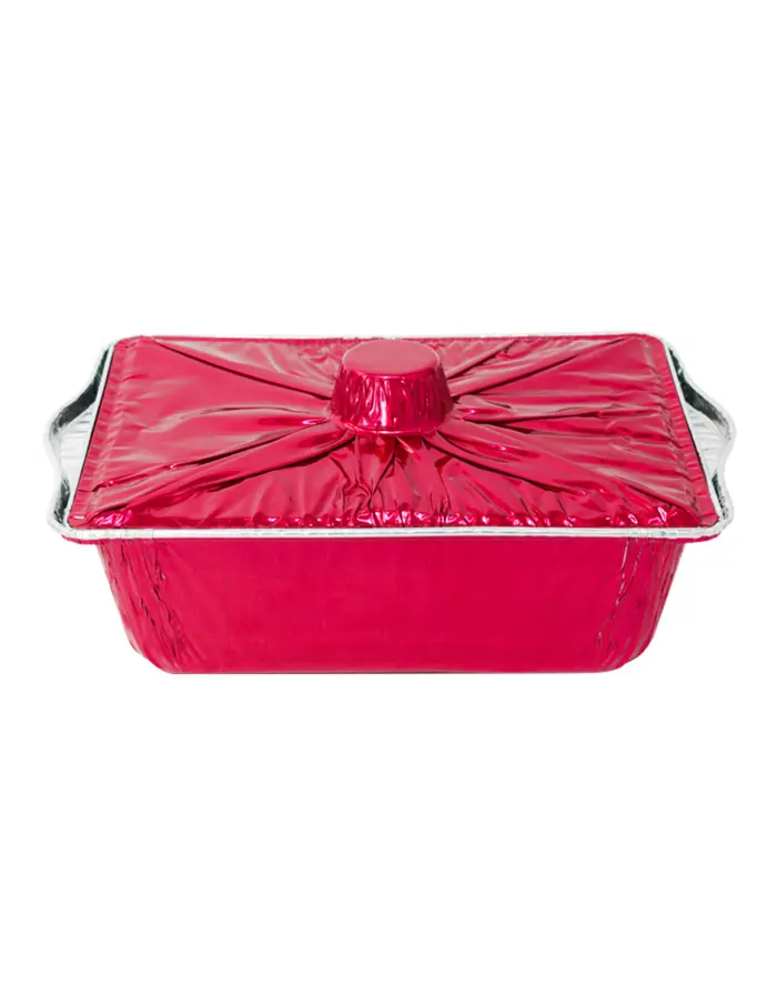 Charola de papel de aluminio rojo de 21x33x12cm - Image 2
