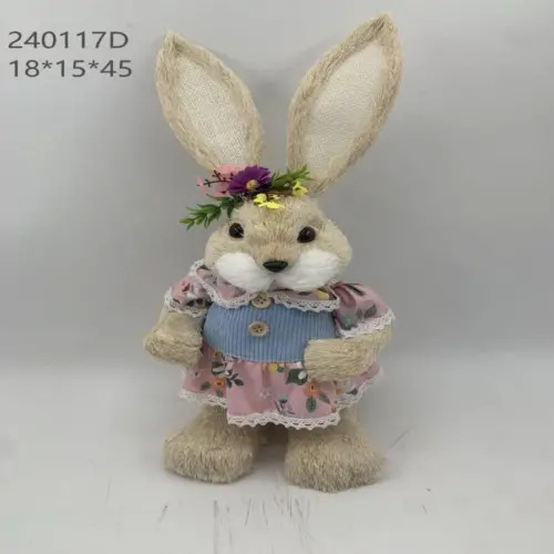 Coneja con vestido rosa con azul de 16x18x45cm