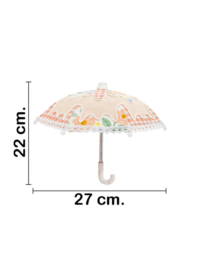 Paraguas decorativo de tela durazno de 27x27x22cm - Image 2