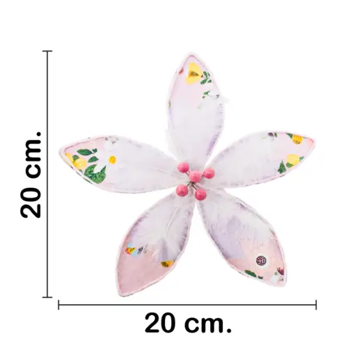 Flor de tela lila con rosa de 20x20x8cm