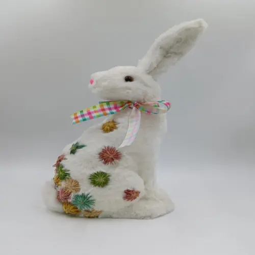 Conejo de peluche con flores deshidratadas de 19x13x37.5cm