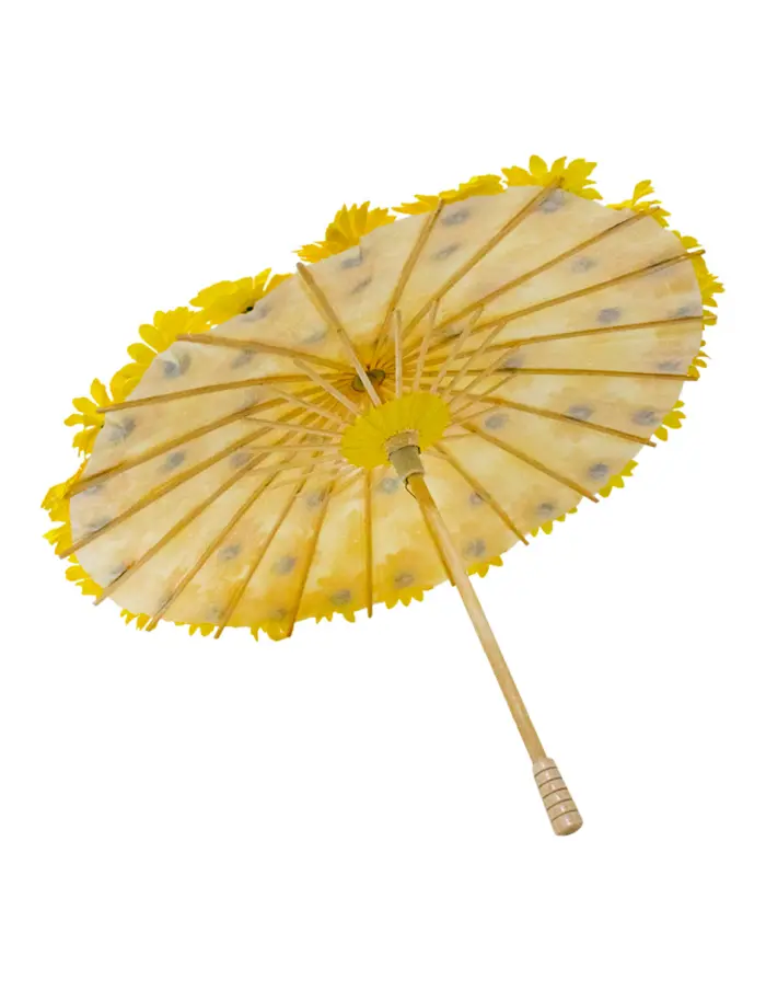 Paraguas decorativo de tela con margaritas amarillas de 30x30x23cm - Image 5