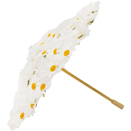 Paraguas decorativo de tela con margaritas blancas de 30x30x23cm