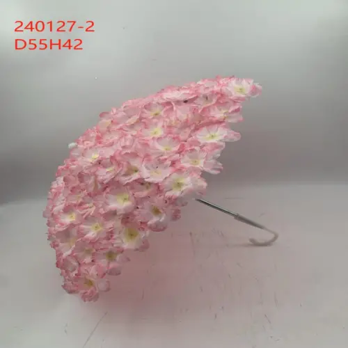 Paraguas decorativo de tela con flores de cerezo rosa de 53x53x42cm