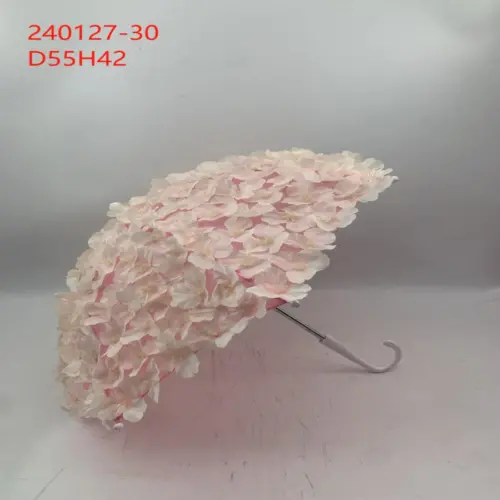 Paraguas decdorativo de tela con flores de cerezo durazno de 53x53x42cm