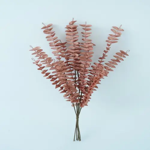 Ramo con hojas mini de latex coral de 30x30x50cm