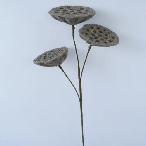 Vara con flor de loto de latex olivo de 20x20x63cm