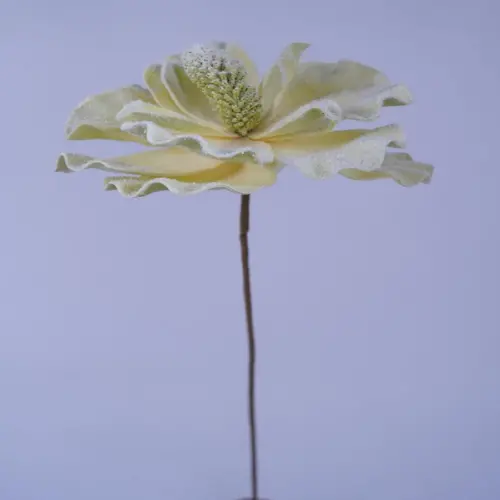 Vara con flor magnolia de latex verde de 20x20x70cm