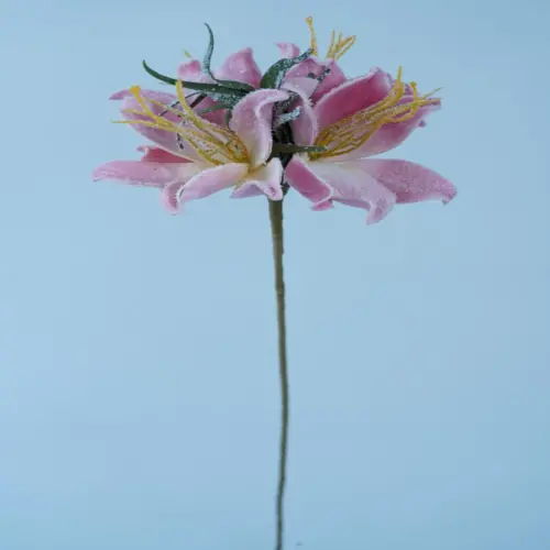 Vara con flor de latex rosa con verde de 15x15x70cm