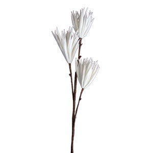 Vara con 3 flores desérticas blancas de 102cm
