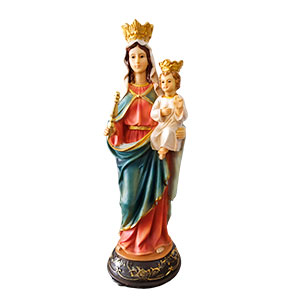 Virgen Maria Auxiliadora de polyresina de 10x10x30cm