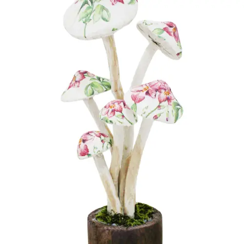 Hongos forrados de papel con flores azul 