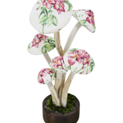 Hongos forrados de papel con flores azul 