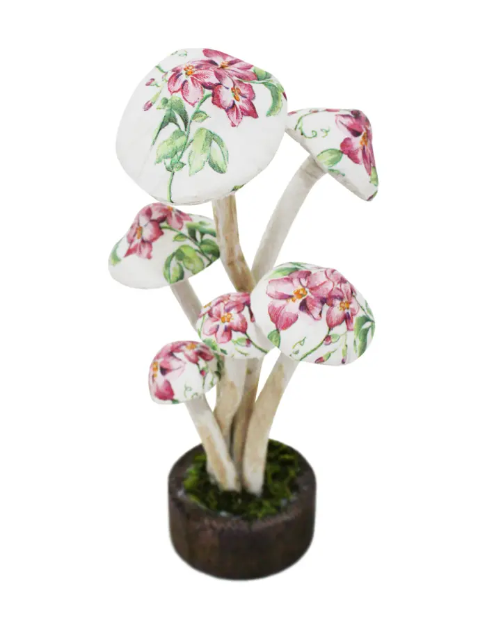 Hongos forrados de papel con flores azul  - Image 2
