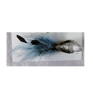 Pajaro con diamantina plata de cola larga con pinza de 15.5cm