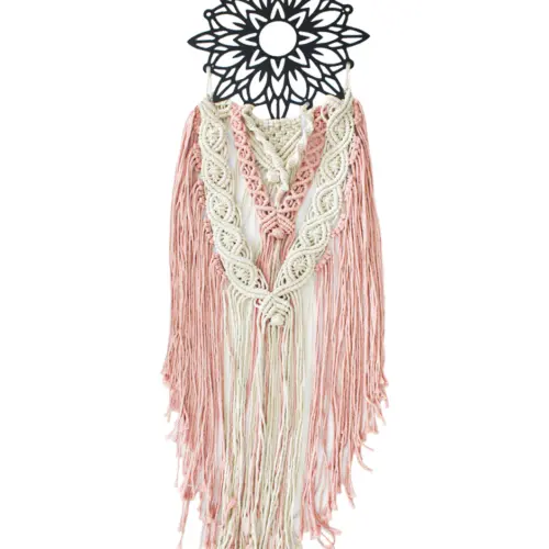 Colgante de macrame estrella de metal negra de 2x32x105cm