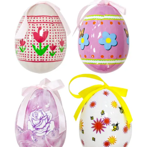 Bolsa de 4 huevos de pascua con diseño rosa de 6.3×6.3×8.5cm