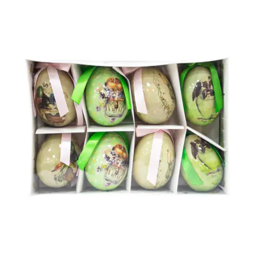 Caja con 8 huevos de pascual de 4.5×4.5x7cm