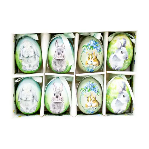 Caja con 8 huevos diseño conejos de 4.5×4.5x7cm