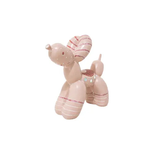 Perro globo de poliresina rosa caramelo de 18.5×7.5x17cm