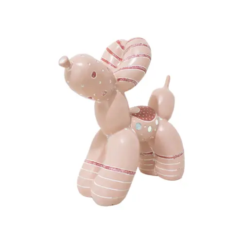 Perro globo de poliresina rosa caramelo de 21x8x19.5cm