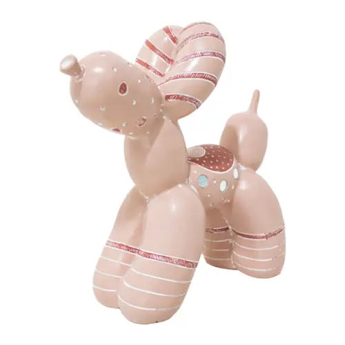 Perro globo de poliresina rosa caramelo de 24x9x23cm