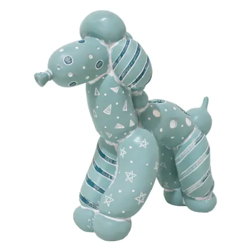 Perro globo de poliresina de azul caramelo de 24x9x23cm