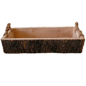 Maceta rectangular de madera con asas de 70x29x14cm