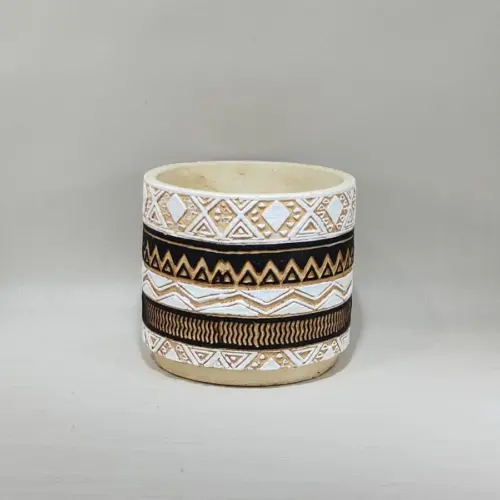 Maceta de cemento redonda garigoleada de 17.5×17.5×14.5cm