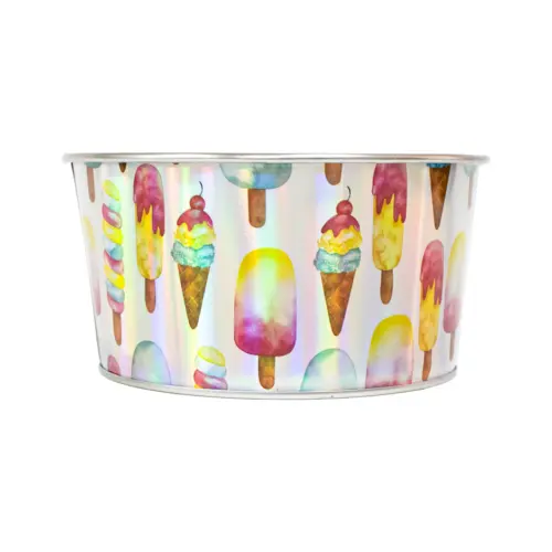 Bote de metal diseño helados de colores de 15×7.5cm