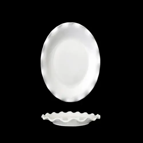 Plato blanco de porcelana ondulado de 20cm