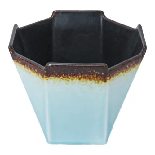 Vaso de porcelana azul con café de 15.2×15.2×12.9cm