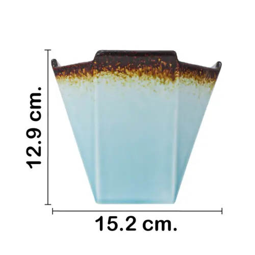Vaso de porcelana azul con café de 15.2×15.2×12.9cm