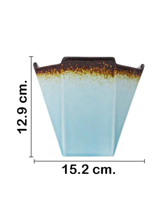 Vaso de porcelana azul con café de 15.2x15.2x12.9cm - Image 2