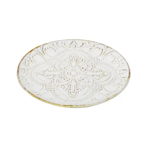 Plato de porcelana blanca diseño café de 20x20x1.9cm