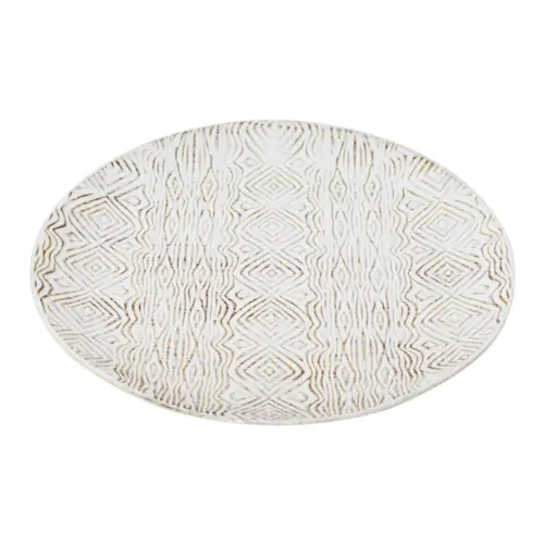 Plato de porcelana blanca diseño café de 30.5×30.5×2.8cm