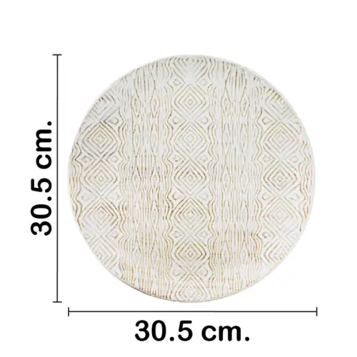 Plato de porcelana blanca diseño café de 30.5×30.5×2.8cm