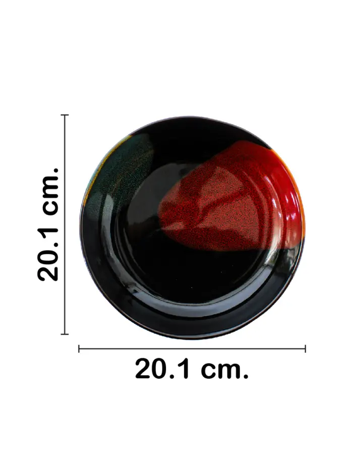 Plato hondo de porcelana negra con rojo y azul de 20.1x20.1x4.4cm - Image 2