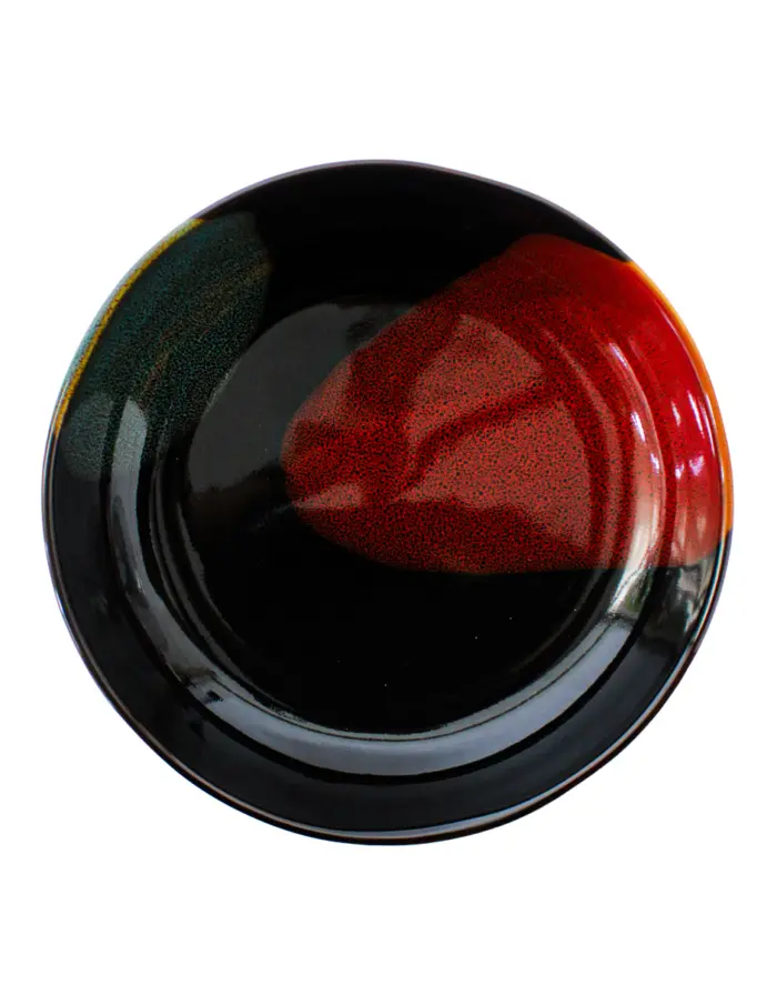 Plato hondo de porcelana negra con rojo y azul de 20.1x20.1x4.4cm - Image 3