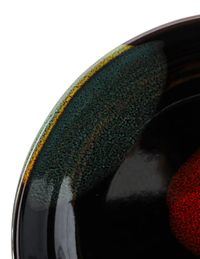 Plato hondo de porcelana negra con rojo y azul de 20.1x20.1x4.4cm - Image 4