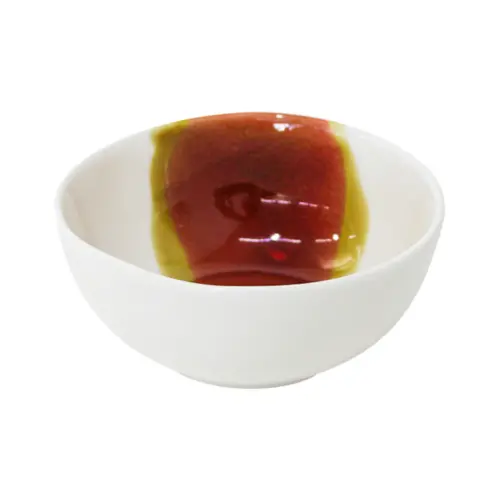 Tazon de porcelana blanca con naranja de 15x15x6.8cm