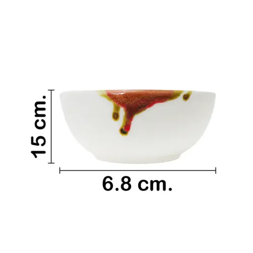 Tazon de porcelana blanca con naranja de 15x15x6.8cm