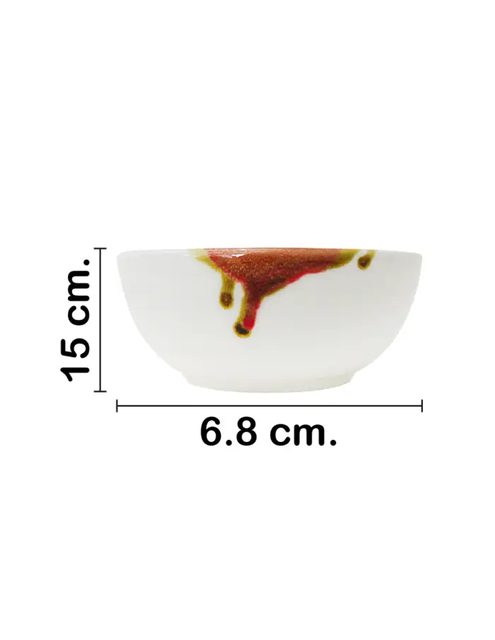 Tazon de porcelana blanca con naranja de 15x15x6.8cm - Image 2