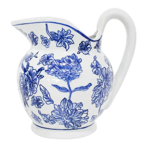 Jarra de porcelana estampado flores azules de 19x22x23.5cm