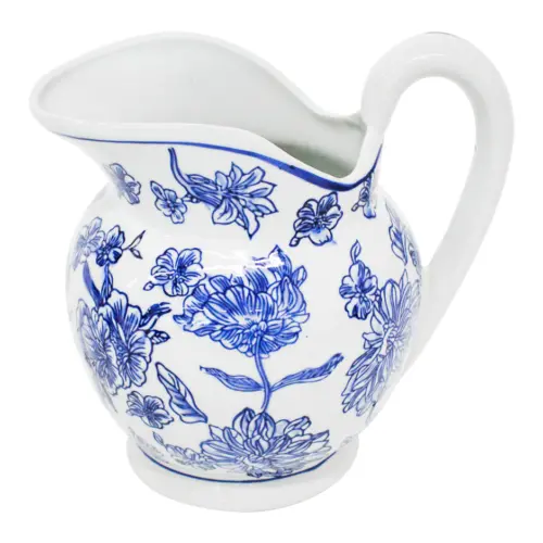 Jarra de porcelana estampado flores azules de 19x22x23.5cm