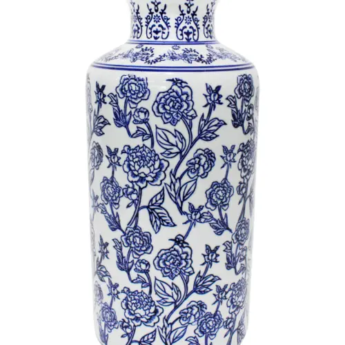 Jarrón de porcelana estampado flores de 19x19x40cm
