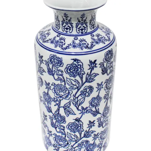 Jarrón de porcelana estampado flores de 19x19x40cm