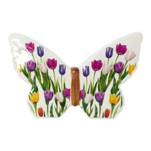 Maceta de ceramica diseñó mariposa estampado flores de 18.3×6.1×12.1cm